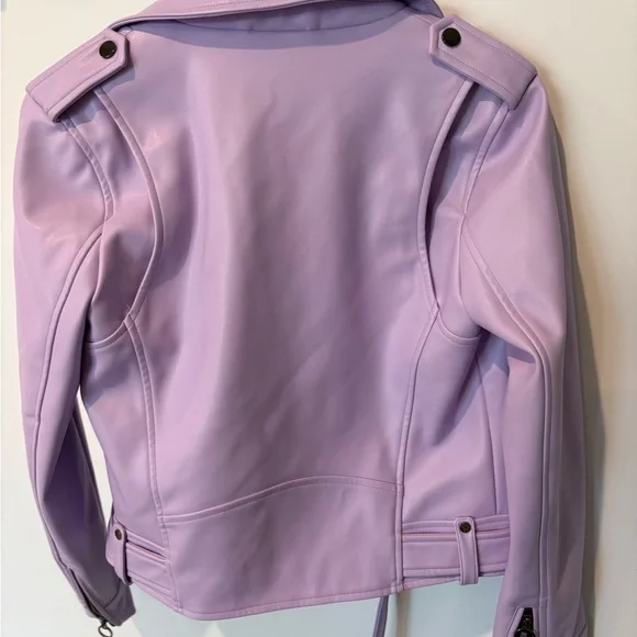 Blackmilk Lavender Faux Leather Biker Jacket with Plaid Lining (Worn Once) XS - Picture 4 of 4